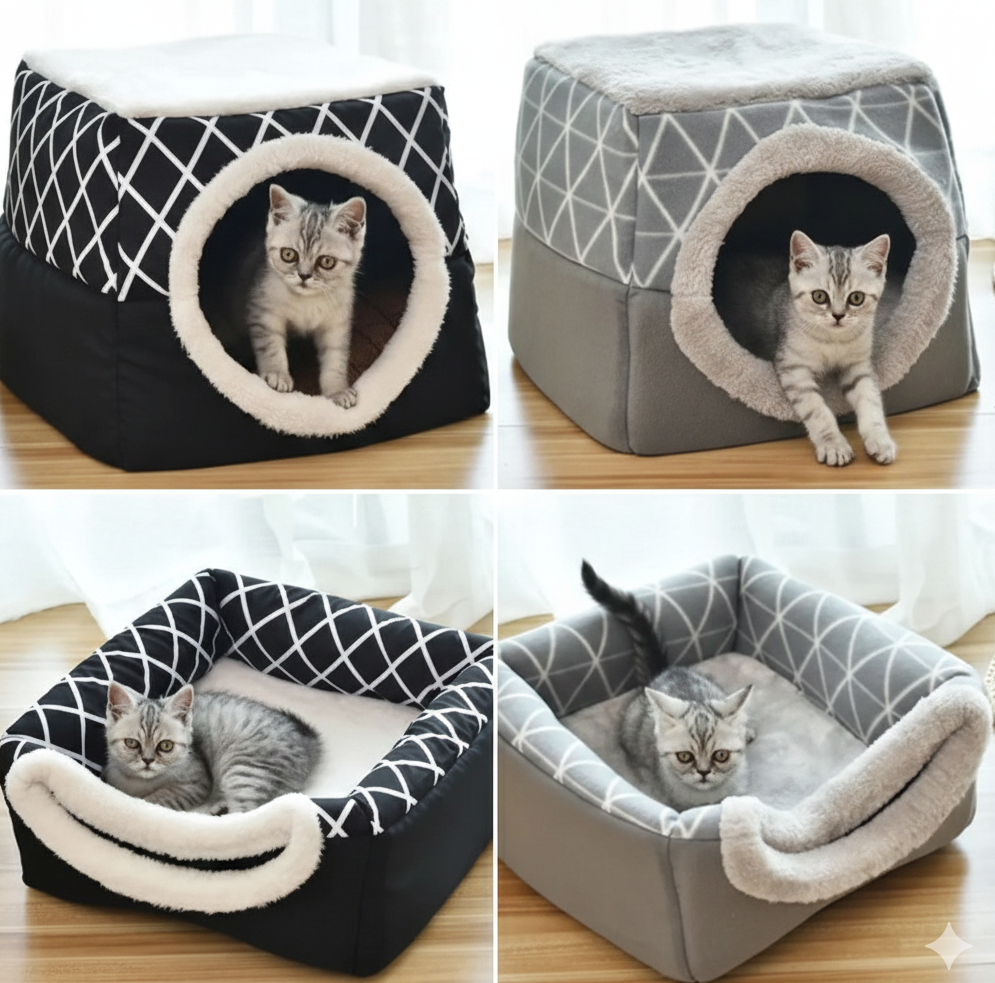 Cozy Capsule Pet Nest Bed – Reversible Dual-Comfort Bed for Cats & Small Dogs